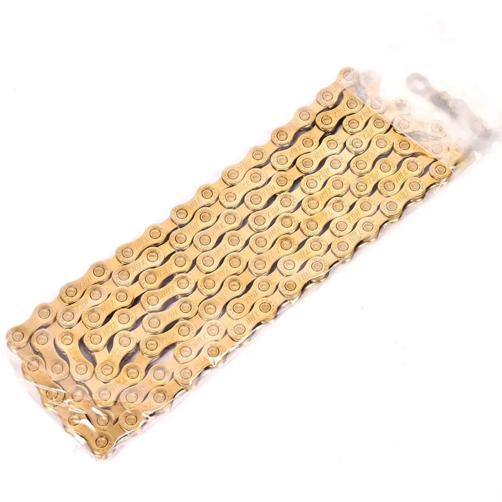 NEW YBN Ultralight 9 10 11 Speeds Bicycle Chain SLR Gold MTB Road Bike Chain for M6000 M7000 M8000 264g missinglink