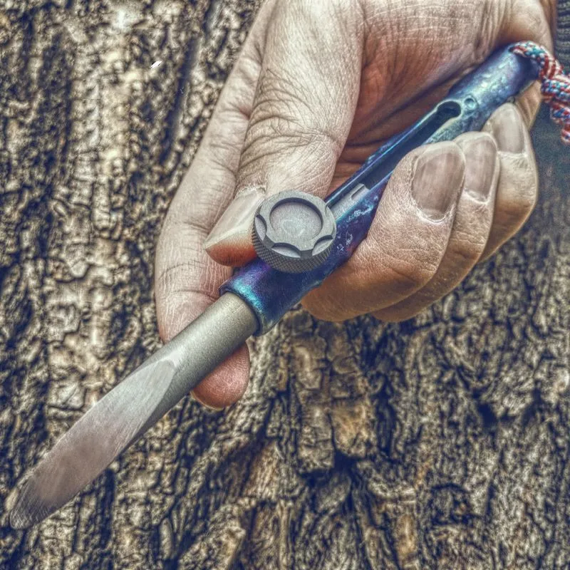 Titanium Tactical Cool Stick Gun Bolt K Stick Knife EDC Bamboo Self