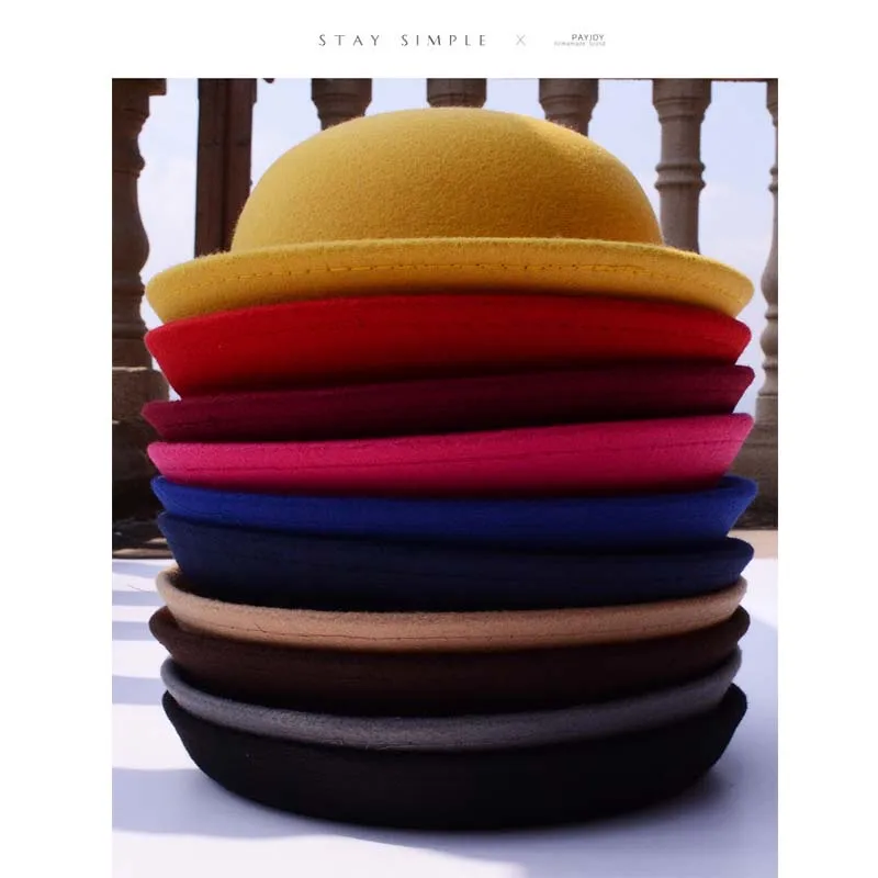 

Women's Hats Retro England Warm Fedoras 2018 New Style Spring Autumn Fashion Noble Elegant Decoration Female Hat