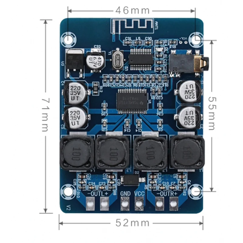2*45W TPA3118 Stereo audio Bluetooth Digital power Amplifier Board dual channel  Aux Class D HIFI DIY Amplificador Module pre amp