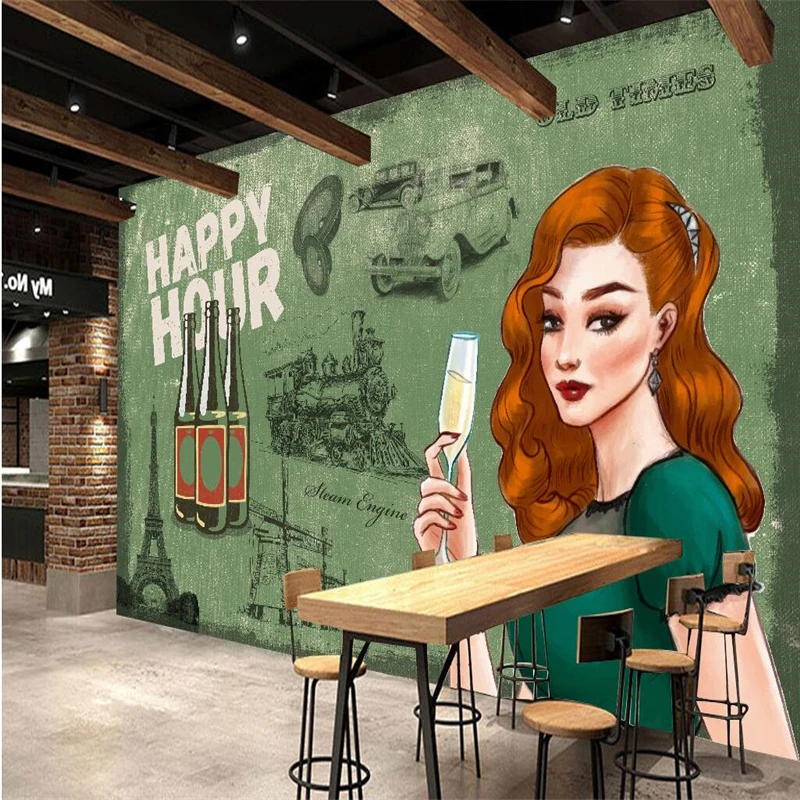 

beibehang Large custom wallpaper wall murals nostalgic advertising TV backdrop decorative painting wall papers home decor