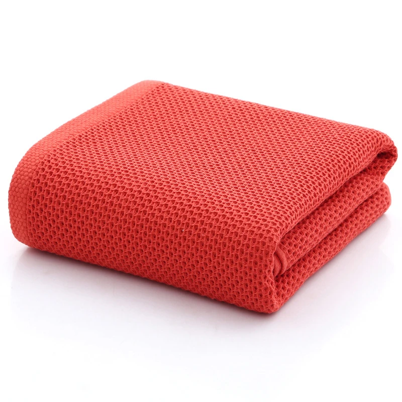 70x140 см сотообразное дышащее банное полотенце элегантное абсорбирующее хлопковое однотонное банное полотенце s мягкое удобное полотенце для взрослых - Цвет: Красный