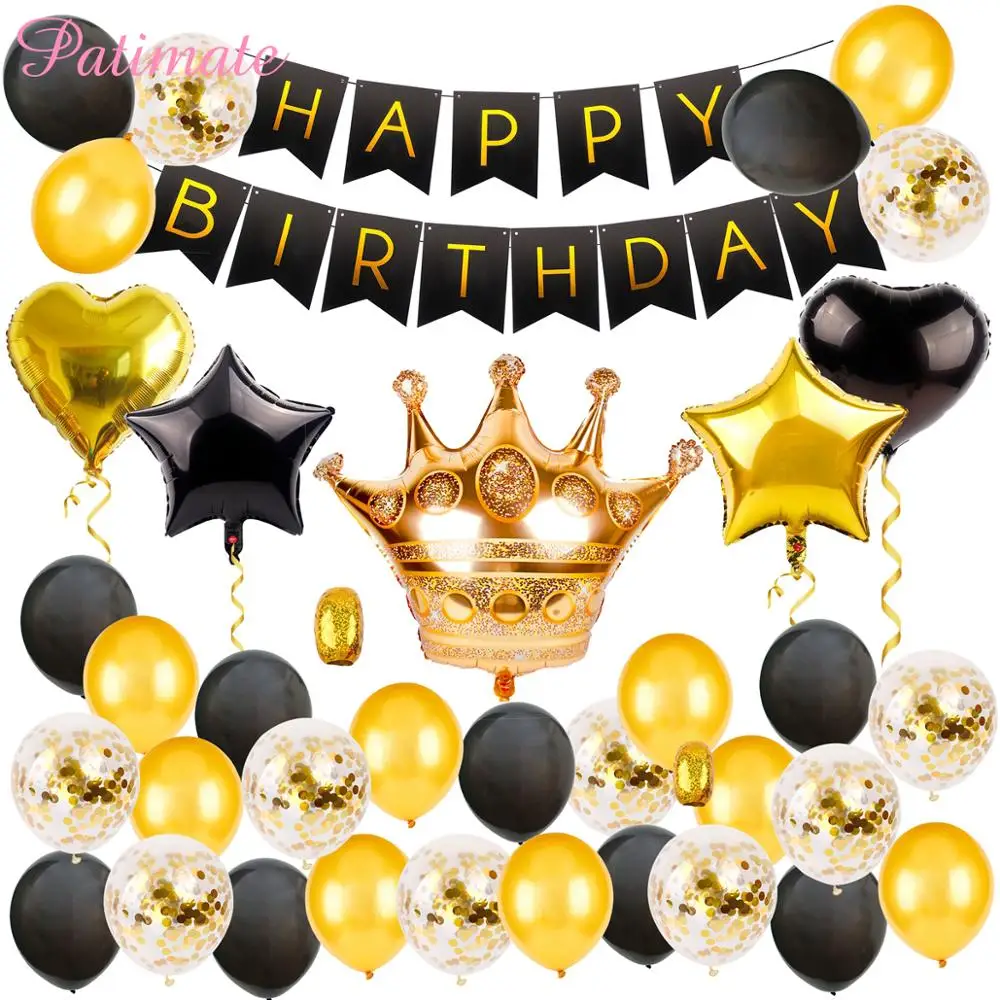 Patimate Noir Or Decorations D Anniversaire Paquet De Fete Anniversaire Decoration Ballon Banniere Joyeux Anniversaire Fete Ensemble Aliexpress Patimate Noir Or Decorations D Anniversaire Paquet De Fete Anniversaire Decoration Ballon Banniere Joyeux Anniversaire Fete Ensemble Aliexpress