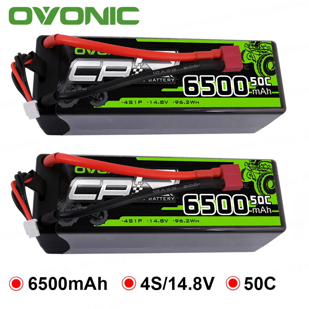 

2 Packs OVONIC Batteries 6500mAh RC Car Lipo 4S Battery 14.8V with Deans Plug for Emaxx 4WD Car Boat Heli Quad