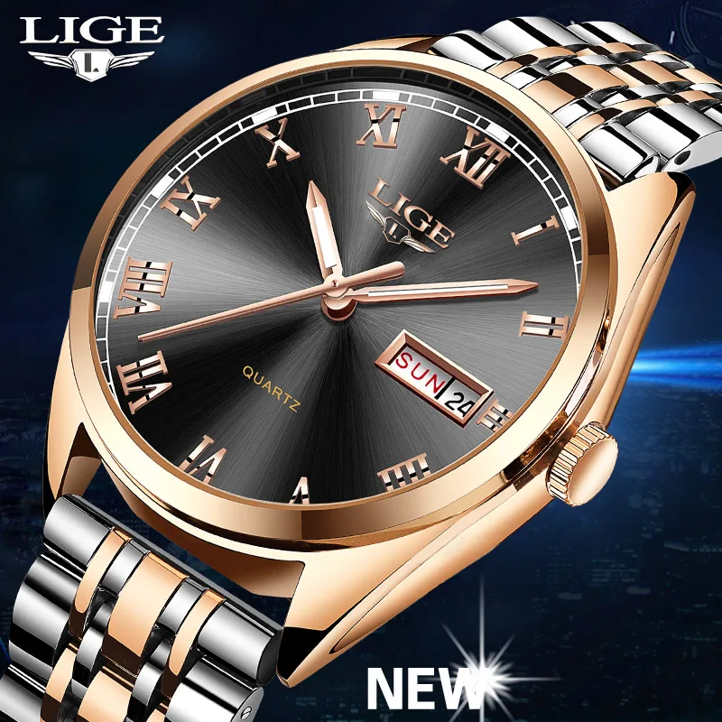 

LIGE Montre Homme Luxe Men's Military Sports Clock Stainless Steel Quartz Watches Men waterproof Relogio Masculino Men watches