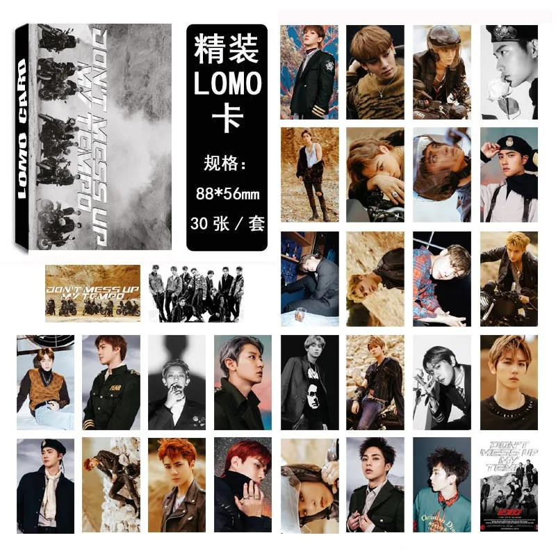 

PCMOS 30Pcs/set Korea KPOP EXO Lomo Card Photocard DON'T MESS UP MY TEMPO Poster Card Fans Gift Collection Card Books