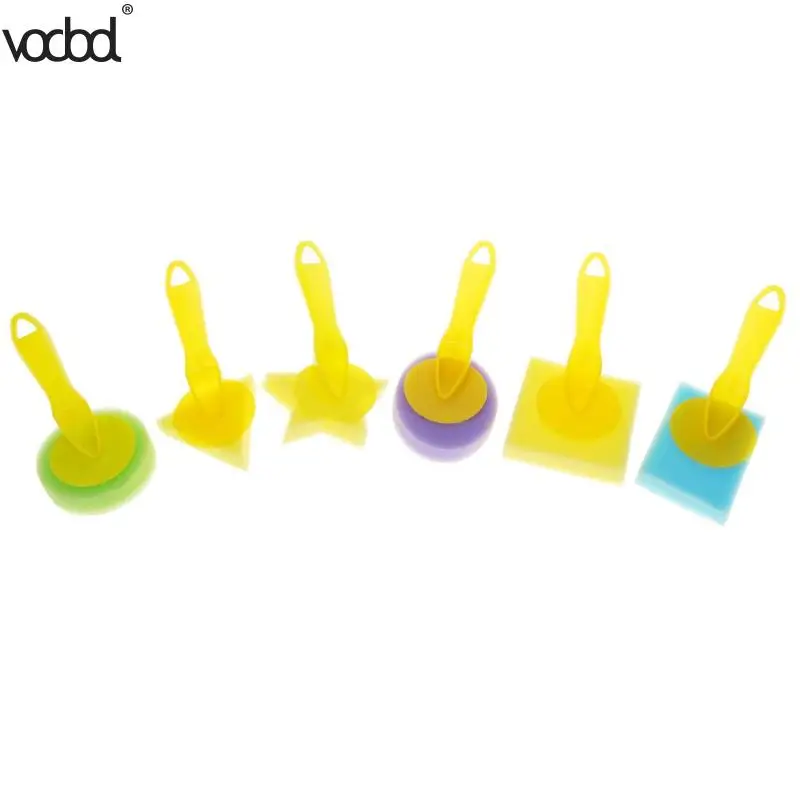 Beste 6 stks set Geometrische Spons Borstels Zegel Schilderen Borstel Kids Graffiti Pigment Art Gereedschap Kind Vroeg Schilderen Leveringen Gift