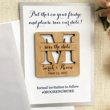 Персонализировать спасибо сердца Свадебные деревянный сохранить Дата магниты, начальная сохранить дата-деревенский деревянный магнит-Custom Свадебные