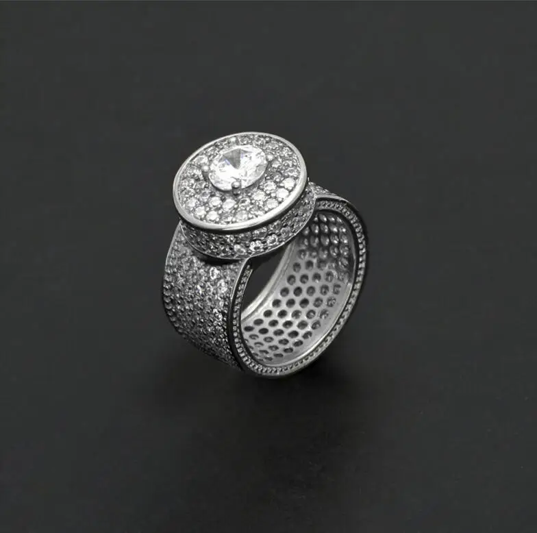 2018 top quality boy men jewelry size 8 9 10 11 full cubic zirconia paved silver gold color CZ bling wedding enegament ring men