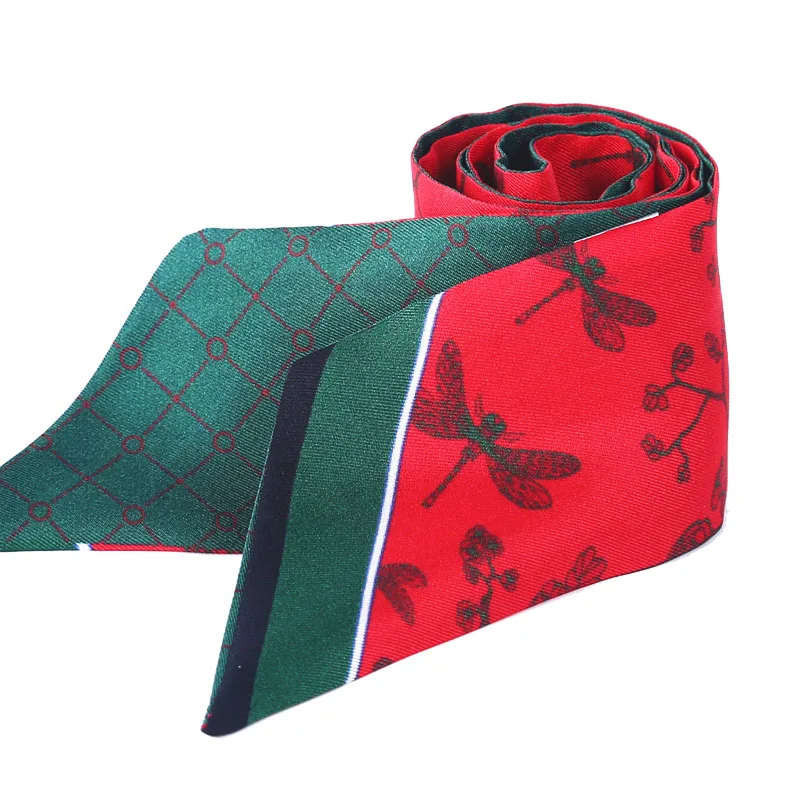 [XiuKe] шарфы, новинка весны, модный Двусторонний Шелковый шарф из ленты, винтажный шарф, повязка на голову, длинный шарф - Цвет: Красный