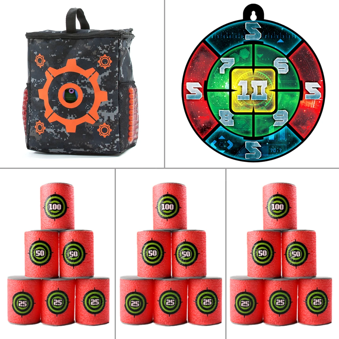 

Surwish 3Pcs Updated Version Soft Bullet Dart Board Target Can Target Bag Kit for Nerf Shooting Practice