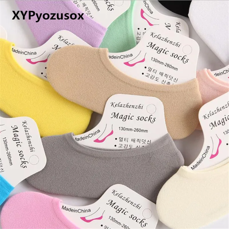

Summer Boat Socks Women Magic Socks Girls Cindy Color Cotton Solid Thin Invisible Comfortable Soft Ladies Antiskid Low Cut Socks