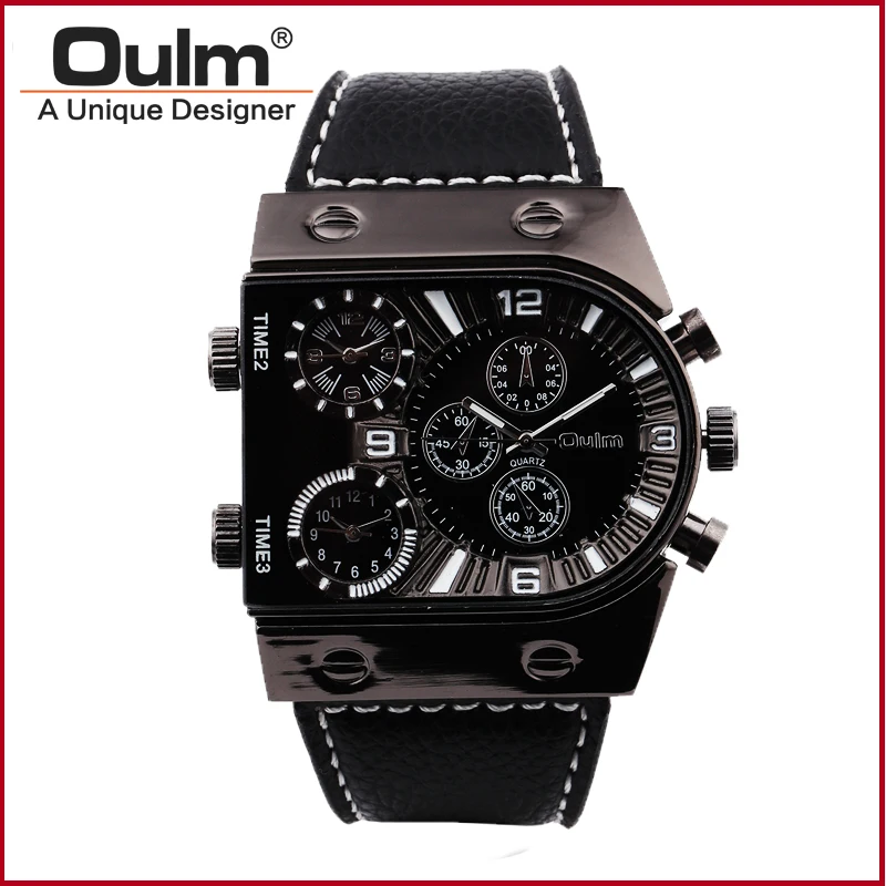

Brand Oulm Watch 9315 Quartz Sports Men Leather Strap Watches Fashion Male Military Wristwatch Cool Relojioes Clock Masculino
