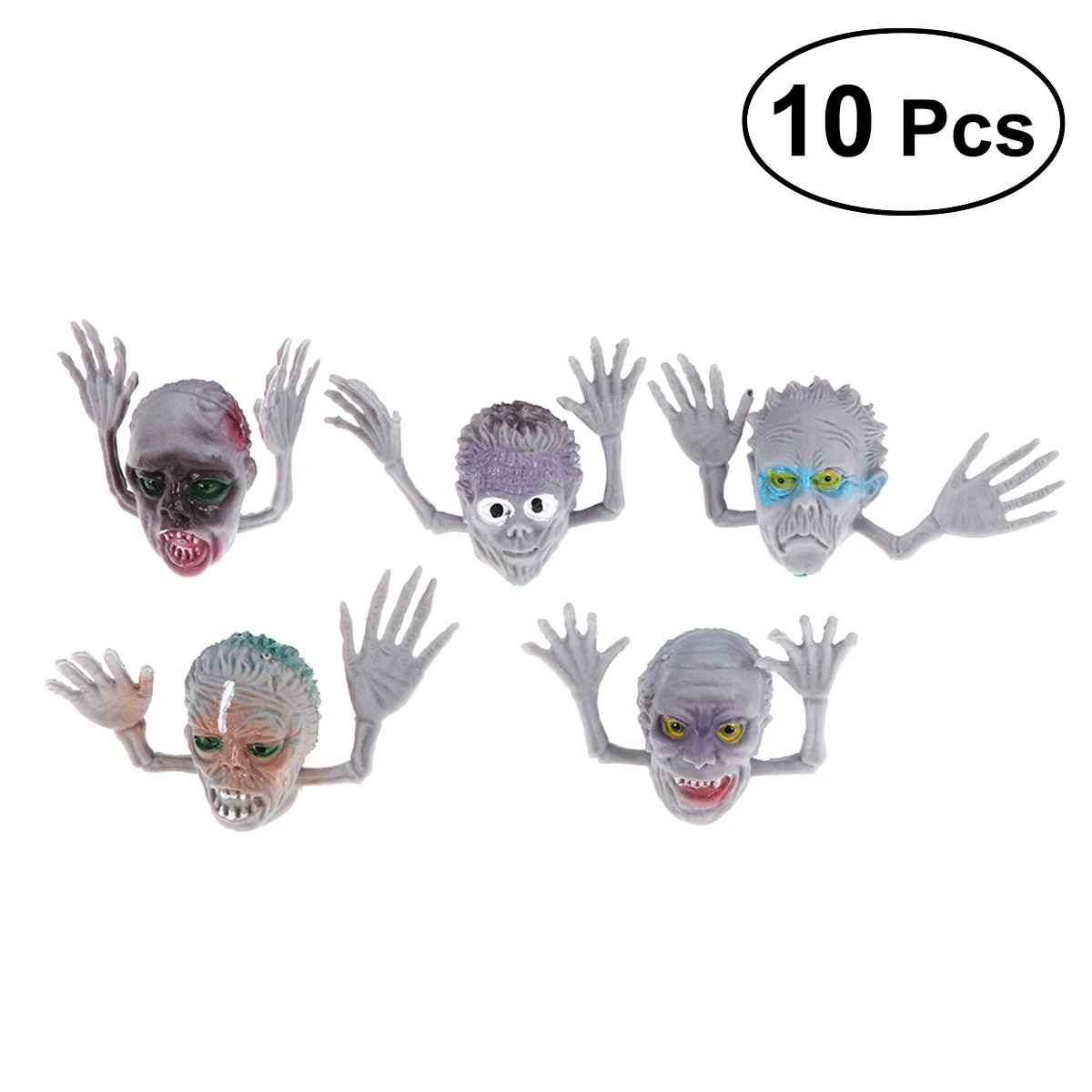 

NICEXMAS 10pcs Funny Halloween Ghost Head Zombie Finger Head Set Finger Toy Finger Puppets Finger Doll Props Toy Finger Puppets