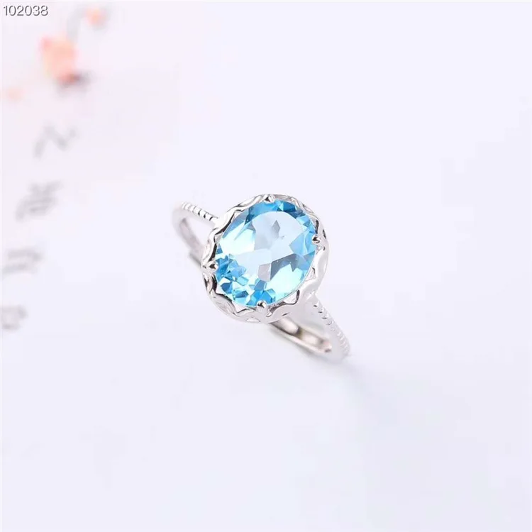 

silver inlaid natural topaz ring