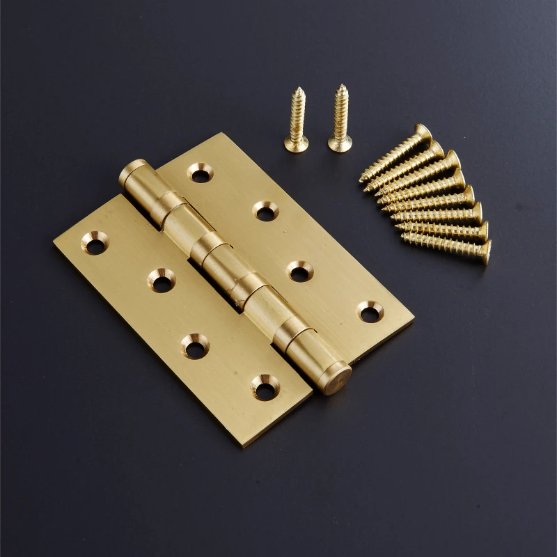 One Pair 4 inch Door Hinge Furniture Fixtures Gold Solid Brass Hinges 5