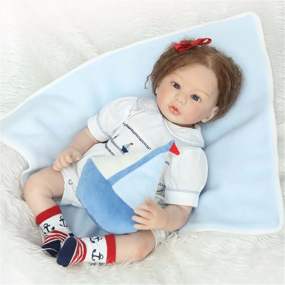 22 inch 55cm baby reborn Silicone dolls High end hand simulation baby born again lifelike lovely