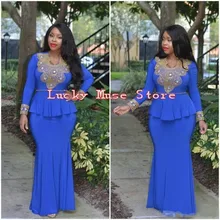 2017 Saudi Arabia Caftan Dubai Mermaid Women Party Gowns African Royal Blue font b Evening b