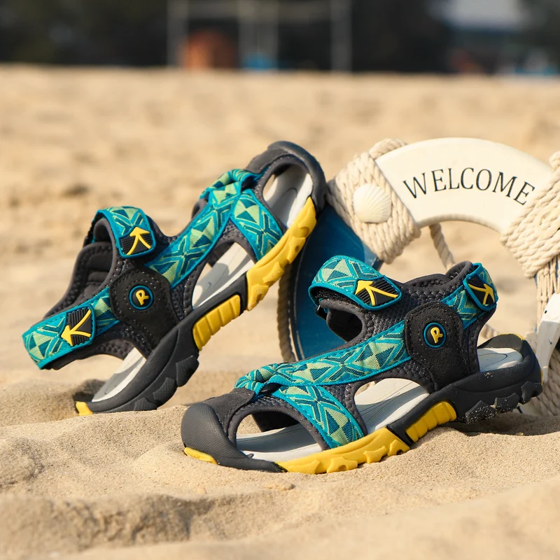 ULKNN зеленый Пляж Лето tide Baotou сандалии для мальчиков детская обувь детская пляжная обувь Нескользящая одежда сандалии