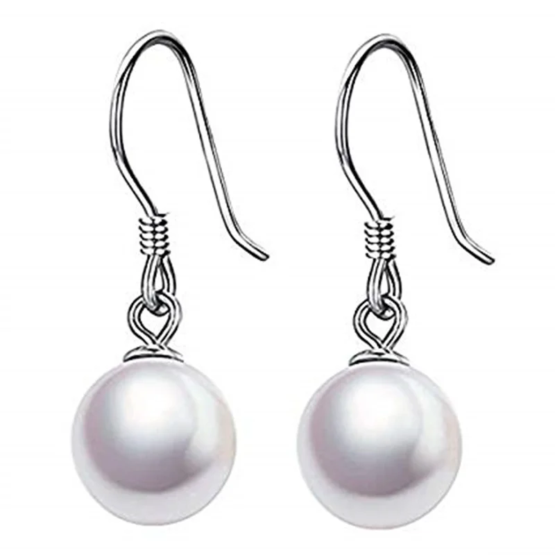 

VOJEFEN Hook Shape Natural Freshwater Pearl Earrings 925 Sterling Silver Earrings Women Drop Earrings Jewelry Earrings