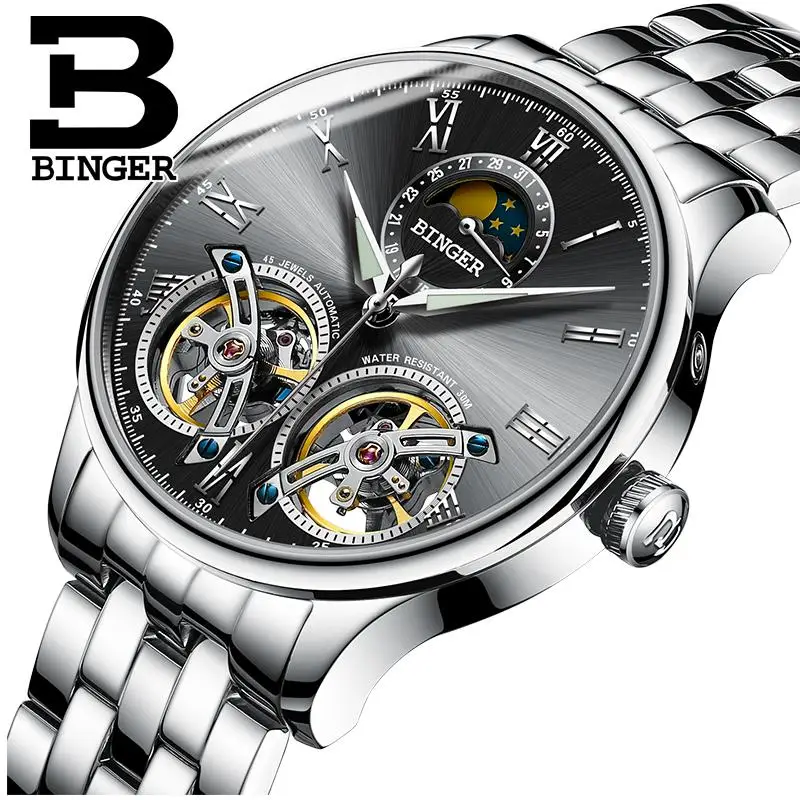 

BINGER 2019 Automatic clock men Mechanical watch men Tourbillon waterproof top brand luxury dropshipping date relogio masculino