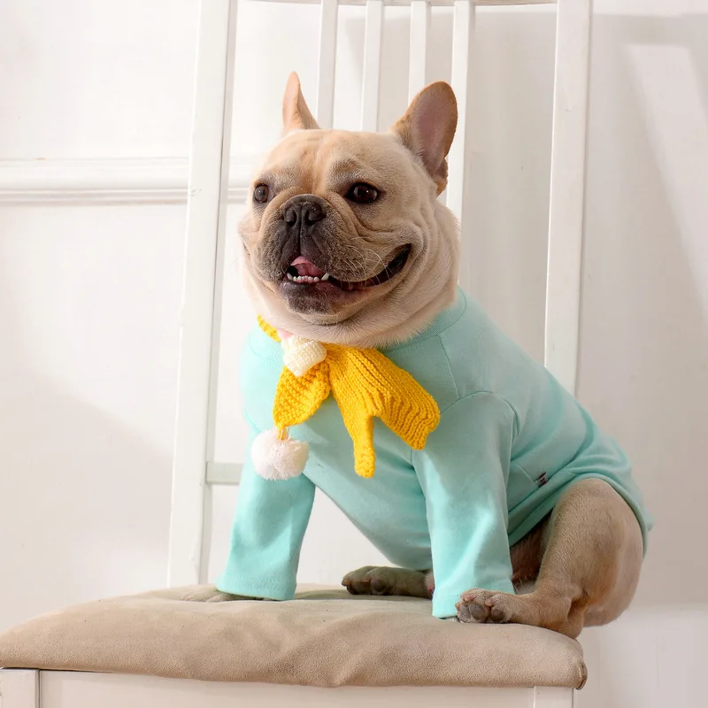 

[MPK Dog Wear] Cute Dog Sweater with Scarf, Suitable for French Bulldogs and Pugs