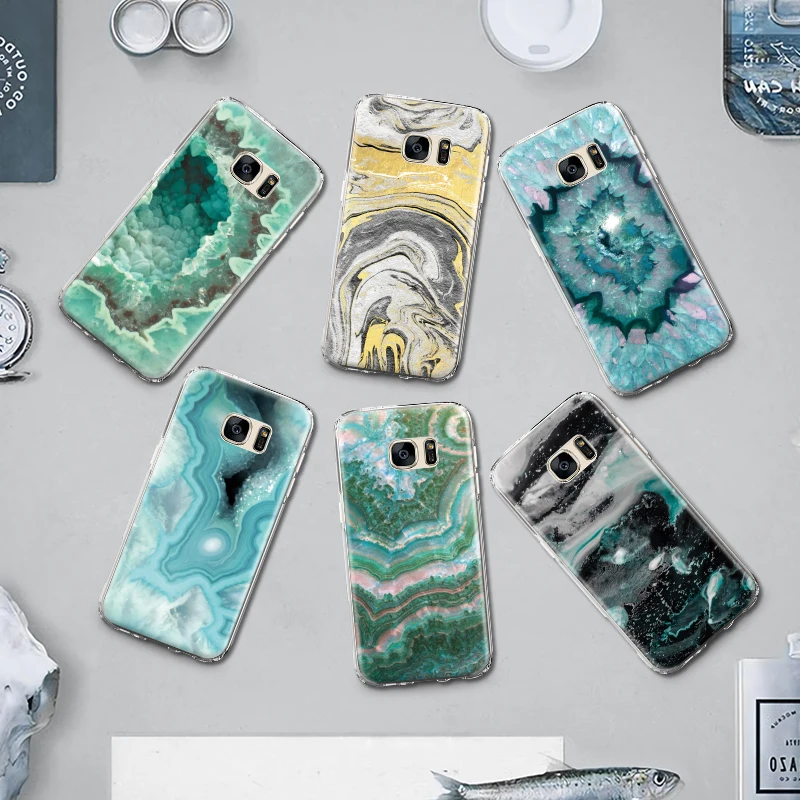 Цветной рок чернил Мрамор ТПУ задняя крышка для samsung Galaxy S4 S5 мини S6 S7 край S8 S9 плюс