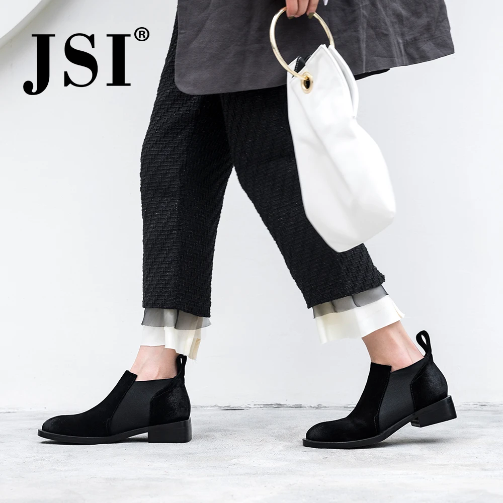 

JSI Fashion Office Round Toe Ladies Flats Spring Autumn Slip-On Low Heel Shoes Basic Outside Rome Square Heel Women Flats JO208