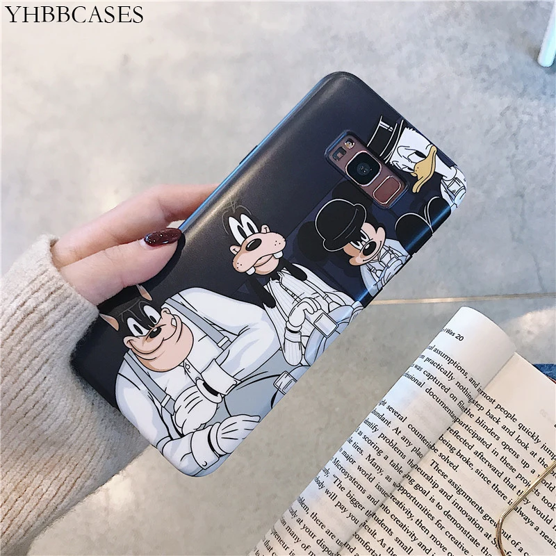 

YHBBCASES For Samsung Galaxy S8 S9 Plus Back Cover Cartoon Cute Animal Silicone Soft Black Cases For Samsung Note 8 Note9 Case