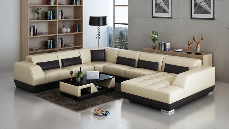 Новая мода шоколадный цвет 5 мест с одной спальная кровать кожаный диван-кровать