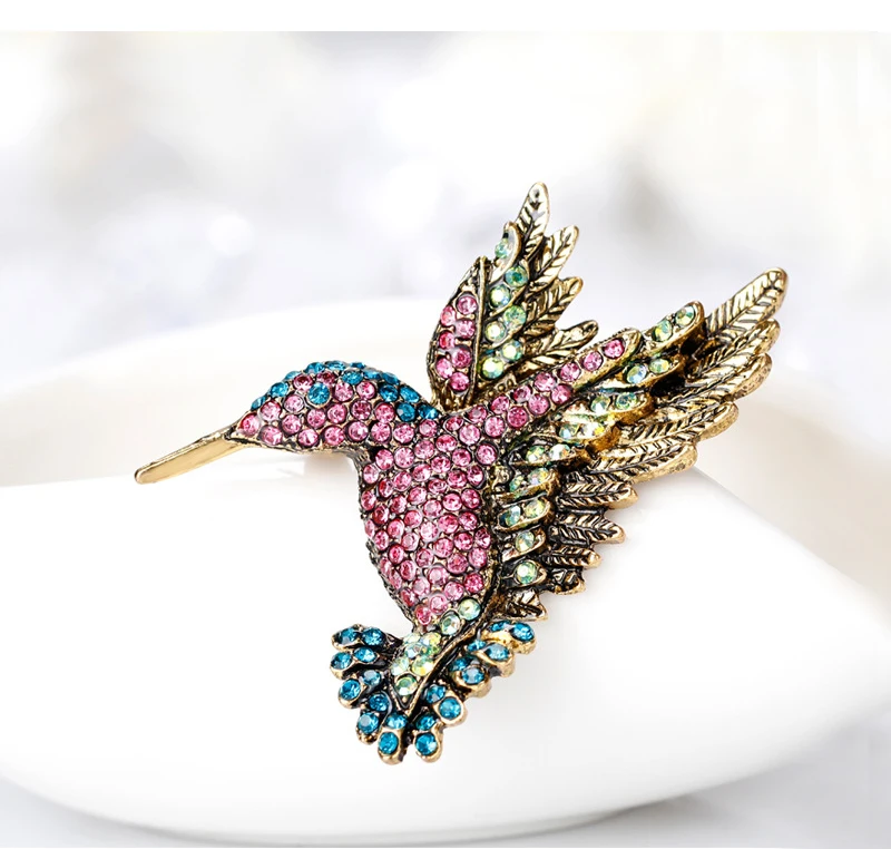 Vintage Rhinestone Brooch Bird (4)