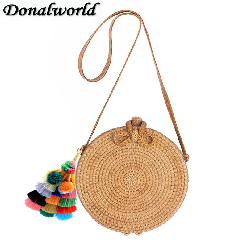 Donalworld 2018 круглые соломенные сумки для женщин Летняя сумка из ротанга ручная