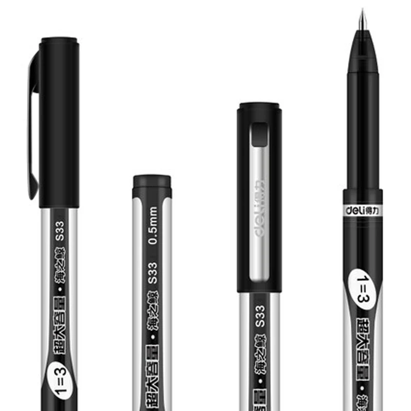 DELI Sea Whale Gel Pen 12 Pcs S33 Business Office Signature Pen 0.5mm Student Exam Dedicated Large Capacity Pen Writing Tools