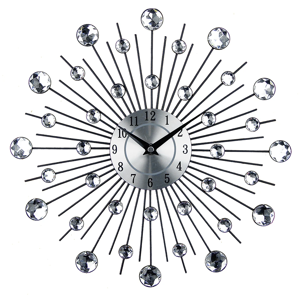 Vintage Metal Art Wall Clock Luxury Diamond Wall Wall Besar Orologio Da Parete Clock Morden Design Home Decor Wandklok