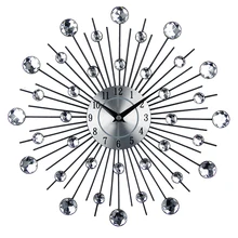 Reloj de pared artístico de Metal Vintage, reloj de pared grande de diamante de lujo, reloj de pared grande, reloj de pared, diseño moderno para decoración del hogar Wandklok