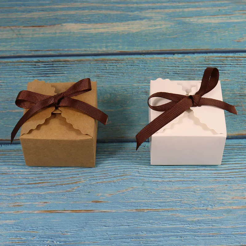 10 шт. Ретро белая крафт-бумага коробка DIY подарок на свадьбу коробка одна подарочная упаковка с коробка для конфет с лентой вечерние поставки
