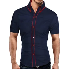 Brand 2017 Fashion Male Hawaiian Shirt Short-Sleeves Tops Double Collar Button Design Mens Dress Shirts Slim Men Shirt 2XL