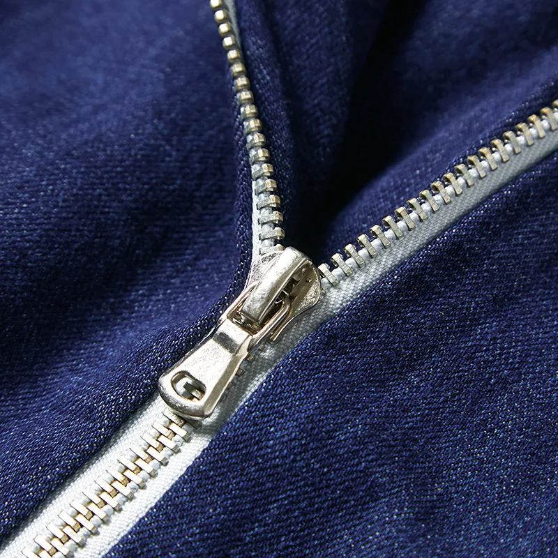 À Manches Vestes Jeans Coton Poitrine 100 Longues Unique Manteaux Droite Automne Down Nouvelles Bleu Femmes 2018 Turn OT6q8