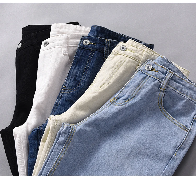 Весна лето пять стилей мягкие джинсы женские повседневные Джинсы бойфренда для женщин плюс размер абрикосовые джинсы брюки