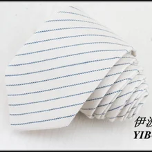 Для мужчин высокого качества рис белый галстук/темно-пунктирная линия полосы дизайн/человек модные тенденции 7 см бежевый галстук