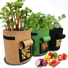 Садовый цилиндрический нетканый тканевый мешок для выращивания, карманный Балконный мешок для посадки овощей с ручками