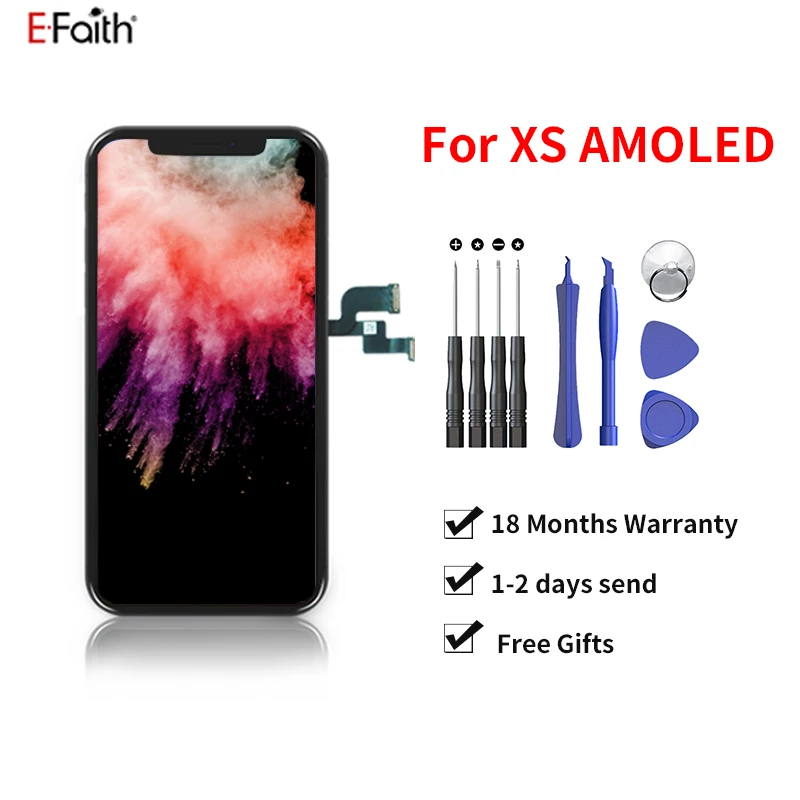 

3pcs a lot TFT AMOLED EFaith For iPhone XS LCD Display For iPhone XS OLED Touch Screen With Digitizer Assembly Part & 3D Touch