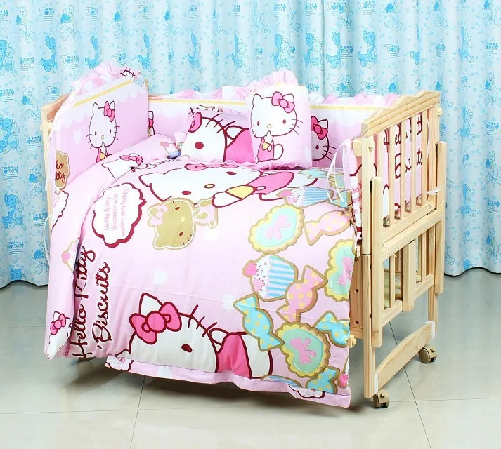 Promotion! 10PCS Baby cot crib bumper bed baby crib bedding set kit baby bedding (bumper+pillow+matress+duvet)