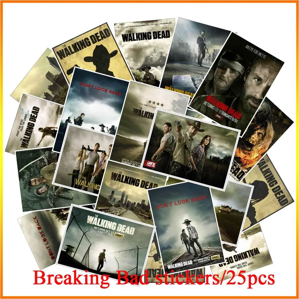 

25PCS The Walking Dead Season 8 Stickers Pack music Sticker For DIY Skateboard Motorcycle Luggage Laptop Cartoon Sticker Sets