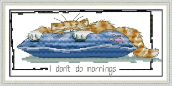

Joy Sunday Little lazy cat Needlework DIY 14CT 11CT Printed Cross Stitch Embroidery Counted White Canvas Cross-Stitching Hand