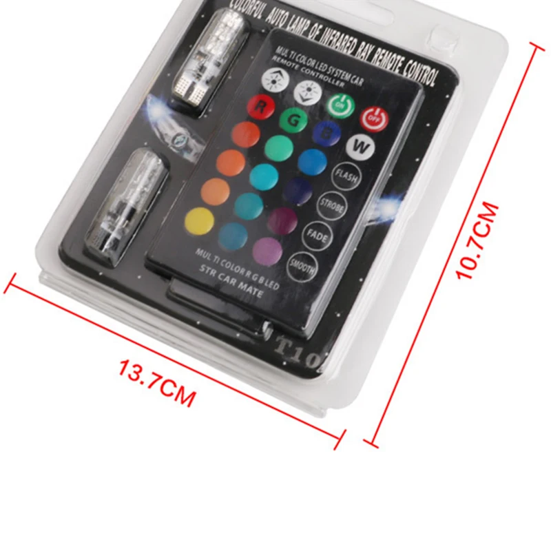 2X RGB T10 W5W 194 Светодиодные Габаритные огни ширина лампы парковки 12V 2W 3014 LED Canbus без