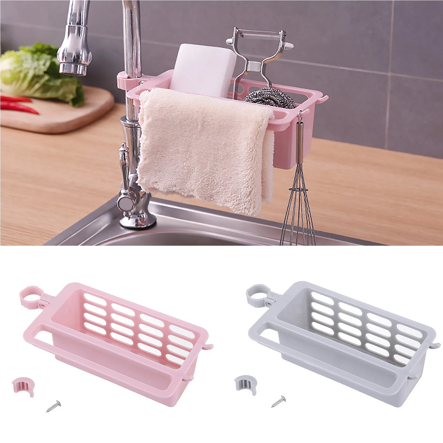 

Behogar Clip-on Sink Faucet Sponge Soap Drain Storage Rack Holder for Home Apartment Kitchen Bathroom Supplies