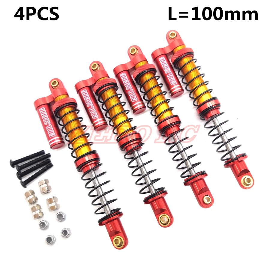 

4PCS RC Rock Crawler METAL OIL SUSPENSION SHOCKS ABSORBER 100MM DAMPERS For Axial SCX10 II 90046 D90 TRX-4 Jeep