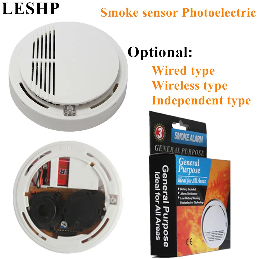 

LESHP Photoelectric Type Alarm Security Smoke Tester Dual-sensor For All GSM 433MHZ Alarm System Fire Protection Alarm Detector