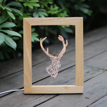

creative USB led lamps 3D wooden Nightlight table lamps creative birthday gift ai photo shipping wood desk lamp ZA815